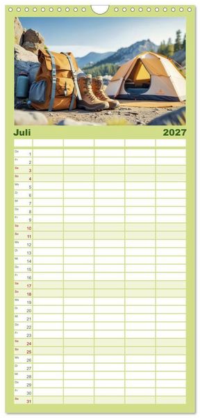 Produktbild: Familienplaner 2027 - Camping-Life und Abenteuer mit 5 Spalten (Wandkalender, 21 x 45 cm) CALVENDO