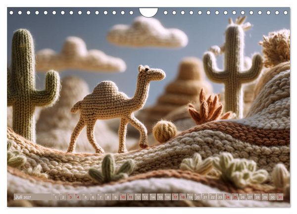 Produktbild: Textile Naturwelten. Amigurumi-&Ouml;kosysteme zZwischen Polarmeer und Savanne (Wandkalender 2027 DIN A4 quer), CALVENDO Monatskalender
