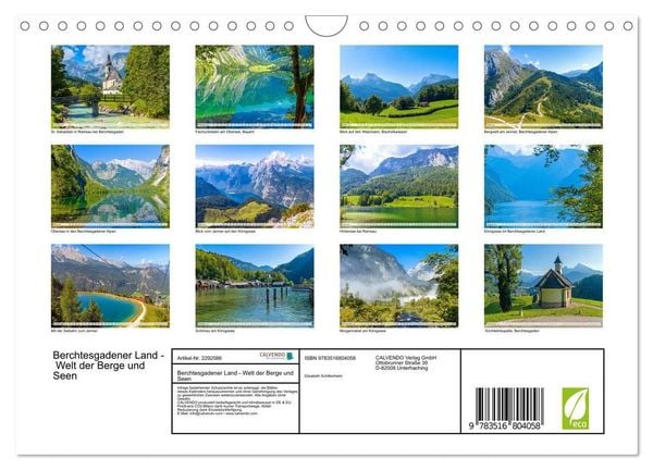 Produktbild: Berchtesgadener Land - Welt der Berge und Seen (Wandkalender 2027 DIN A4 quer), CALVENDO Monatskalender