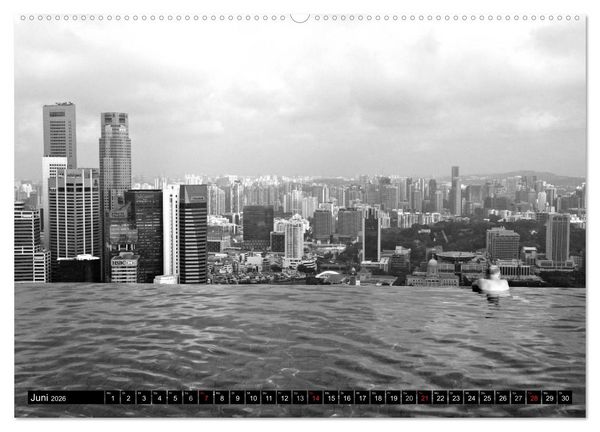 Produktbild: Singapur - Impressionen in schwarz - weiss (Wandkalender 2026 DIN A2 quer), CALVENDO Monatskalender