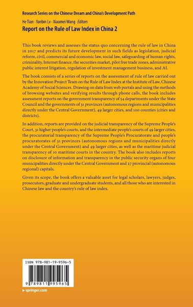 Produktbild: Report on the Rule of Law Index in China 2