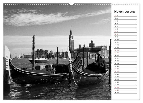 Produktbild: Venedig schwarz-wei&szlig; (Wandkalender 2026 DIN A2 quer), CALVENDO Monatskalender