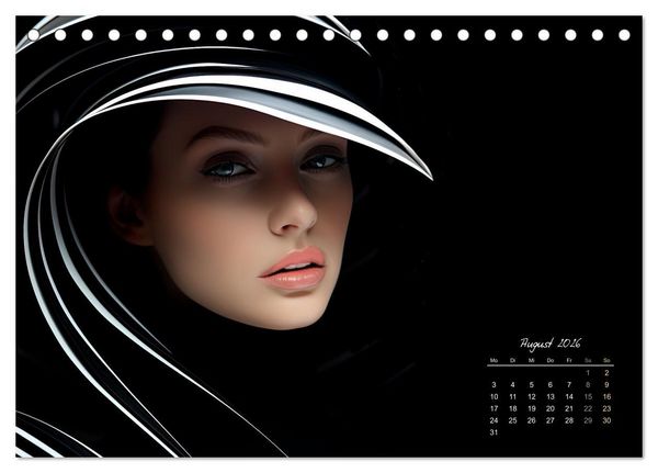 Produktbild: Haute Couture - Wei&szlig; trifft Schwarz (Tischkalender 2026 DIN A5 quer), CALVENDO Monatskalender