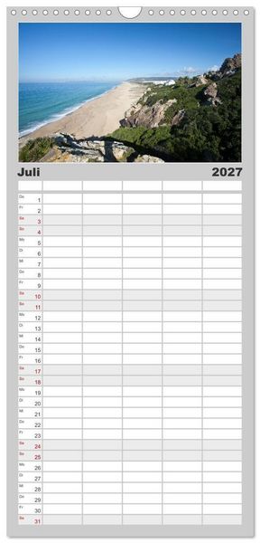 Produktbild: Familienplaner 2027 - Momente einer Reise - Costa de la Luz mit 5 Spalten (Wandkalender, 21 x 45 cm) CALVENDO