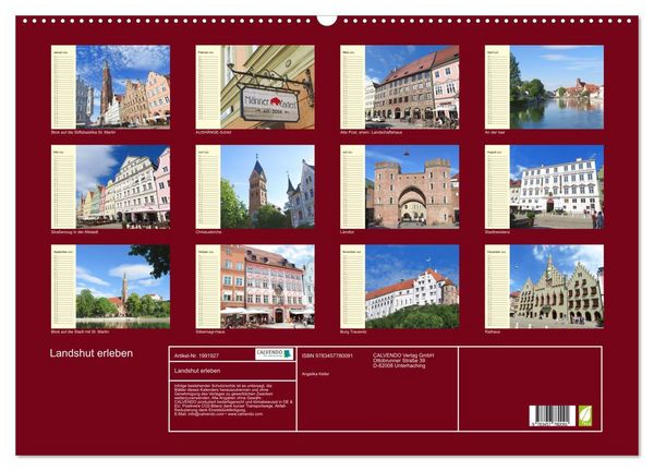 Produktbild: Landshut erleben (Wandkalender 2026 DIN A2 quer), CALVENDO Monatskalender