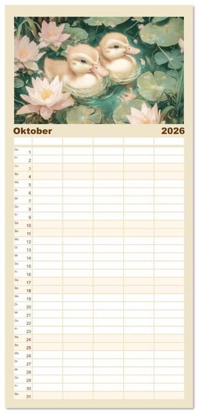 Produktbild: Familienplaner 2026 - Verspieltheit und Harmonie mit 5 Spalten (Wandkalender, 21 x 45 cm) CALVENDO