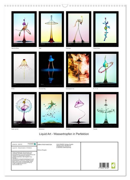 Produktbild: Liquid Art - Wassertropfen in Perfektion (Wandkalender 2026 DIN A2 hoch), CALVENDO Monatskalender