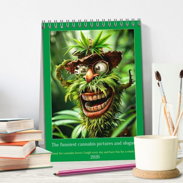 Produktbild: The funniest cannabis pictures and slogans (Desk Calendar 2026 DIN A5 portrait), CALVENDO 12 Month DeskCalendar