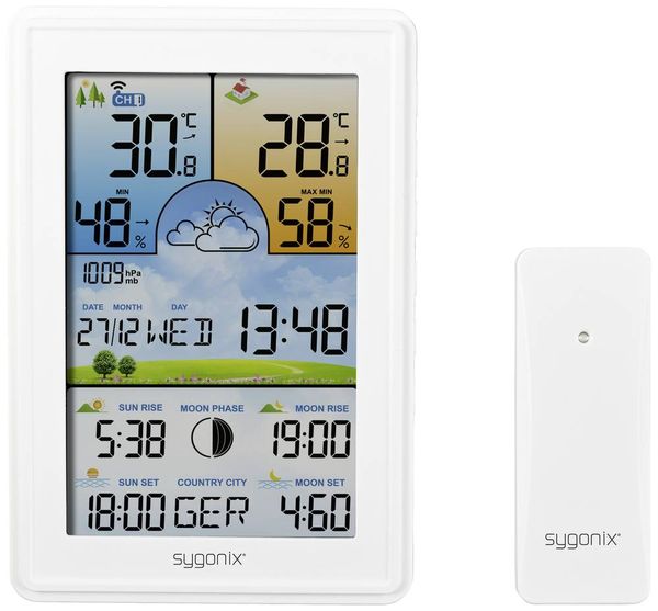 Sygonix SY-5509564 Digitale-Wetterstation Vorhersage für 12 bis 24 Stunden Anzahl Sensoren max. 3 St.