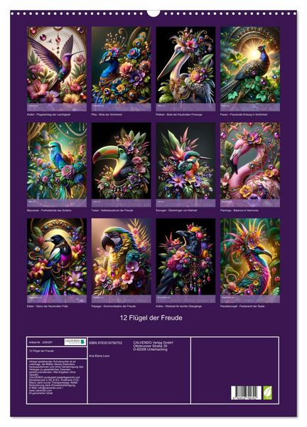 Produktbild: 12 Fl&uuml;gel der Freude (Wandkalender 2027 DIN A2 hoch), CALVENDO Monatskalender