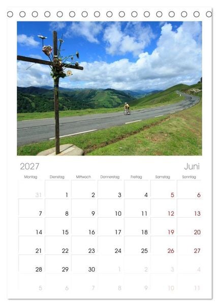 Produktbild: Tischplaner 2027 - Pyren&auml;enp&auml;sse mit dem Rennrad 2027 (A5 Tischkalender zum Aufstellen) CALVENDO