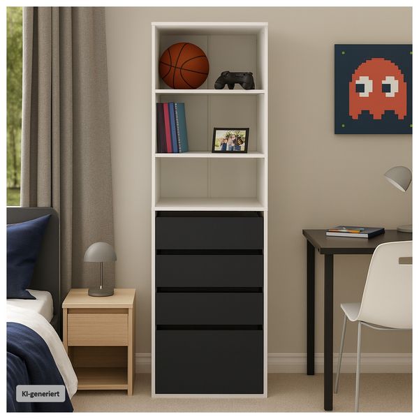 Produktbild: HTI-Living HTI-Living Schrank mit 4 Schubladen und 3 offenen F&auml;chern Wei&szlig;/Grau