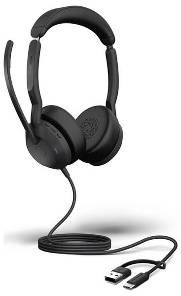 Produktbild: Jabra Evolve2 50 On Ear Headset kabelgebunden, Bluetooth&reg; Stereo Schwarz Mikrofon-Rauschunterdr&uuml;ckung, Noise Cancelling Headset