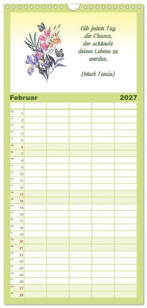 Produktbild: Familienplaner 2027 - 12 unterhaltsame Zitate f&uuml;r ein sch&ouml;nes Jahr mit 5 Spalten (Wandkalender, 21 x 45 cm) CALVENDO