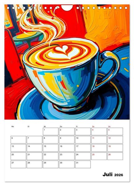 Produktbild: Kaffee trifft Kunst - Aromatische Pinselstriche (Wandkalender 2026 DIN A4 hoch), CALVENDO Monatskalender