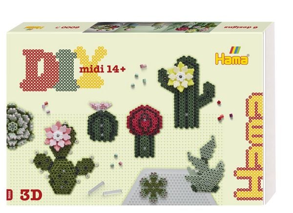 Produktbild: Hama 3622 - DIY B&uuml;gelperlen Midi 14+, Kakteen/Sukkulenten, Geschenkpackung, Motivvorlage Kakteen/Sukkulenten mit 3D Effekt, mit ca. 6.000 B&uuml;gelperlen und Zubeh&ouml;r
