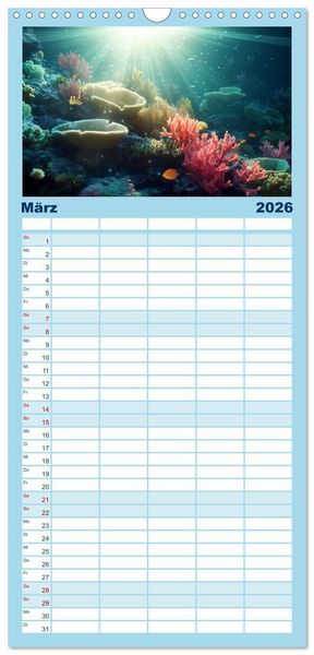 Produktbild: Familienplaner 2026 - Fischfantasie mit 5 Spalten (Wandkalender, 21 x 45 cm) CALVENDO