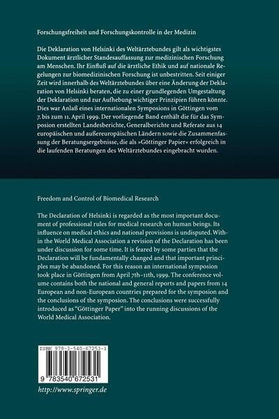 Produktbild: Forschungsfreiheit und Forschungskontrolle in der Medizin / Freedom and Control of Biomedical Research