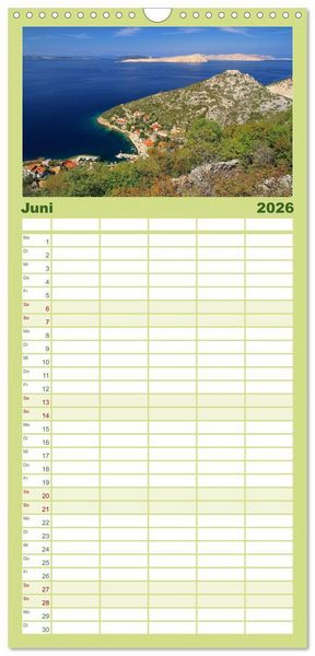Produktbild: Familienplaner 2026 - Kvarner Golf - Kroatien mit 5 Spalten (Wandkalender, 21 x 45 cm) CALVENDO