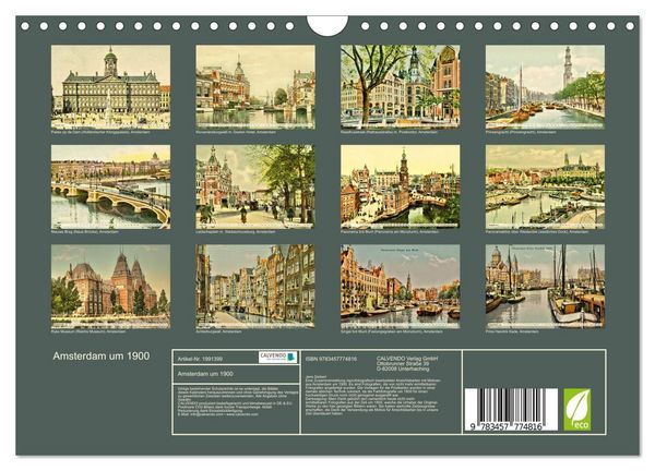 Produktbild: Amsterdam um 1900 (Wandkalender 2026 DIN A4 quer), CALVENDO Monatskalender