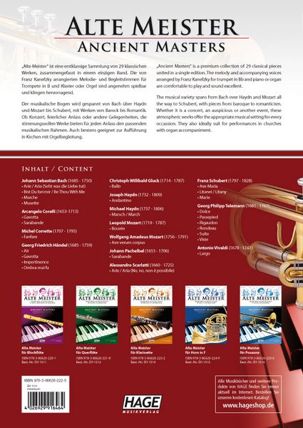 Produktbild: Alte Meister f&uuml;r Trompete in B und Klavier/Orgel