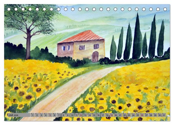 Produktbild: Toskana Aquarelle (Tischkalender 2026 DIN A5 quer), CALVENDO Monatskalender