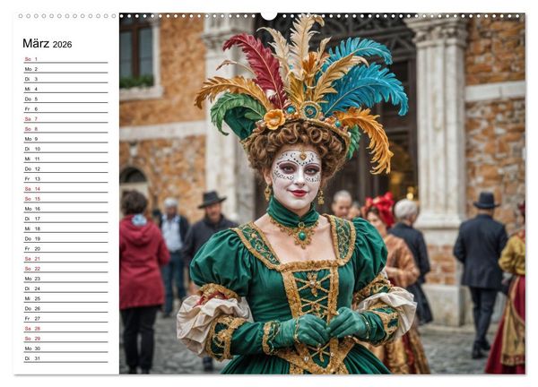 Produktbild: M&auml;rchenhafte Maskerade KI - Karnevalserlebnis in Venedig (Wandkalender 2026 DIN A2 quer), CALVENDO Monatskalender