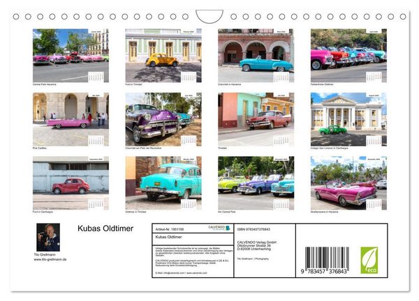 Produktbild: Kubas Oldtimer (Wandkalender 2026 DIN A4 quer), CALVENDO Monatskalender