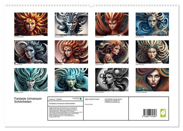 Produktbild: Fantasie Universum Sch&ouml;nheiten (hochwertiger Premium Wandkalender 2026 DIN A2 quer), Kunstdruck in Hochglanz