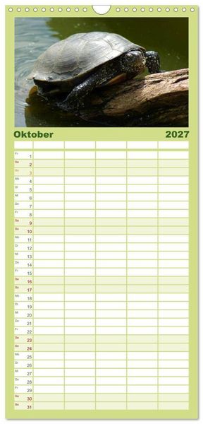Produktbild: Familienplaner 2027 - Das Leben der Schildkr&ouml;ten mit 5 Spalten (Wandkalender, 21 x 45 cm) CALVENDO