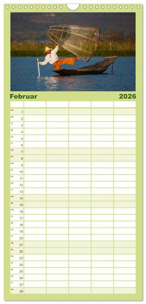 Produktbild: Familienplaner 2026 - Wunderbares Myanmar mit 5 Spalten (Wandkalender, 21 x 45 cm) CALVENDO