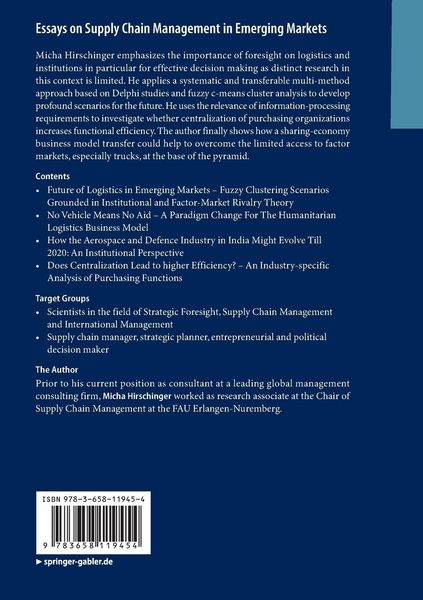 Produktbild: Essays on Supply Chain Management in Emerging Markets