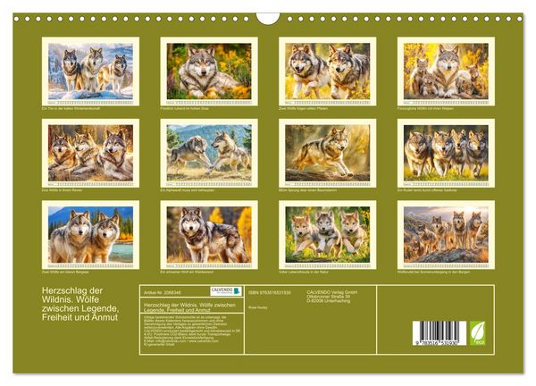 Produktbild: Herzschlag der Wildnis. W&ouml;lfe zwischen Legende, Freiheit und Anmut (Wandkalender 2026 DIN A3 quer), CALVENDO Monatskalender
