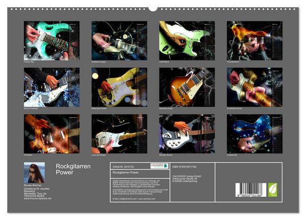 Produktbild: Rockgitarren Power (hochwertiger Premium Wandkalender 2026 DIN A2 quer), Kunstdruck in Hochglanz