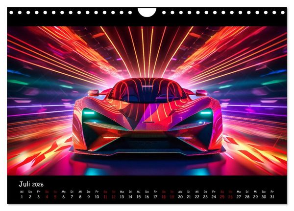 Produktbild: Futuristische Neon Cars (Wandkalender 2026 DIN A4 quer), CALVENDO Monatskalender