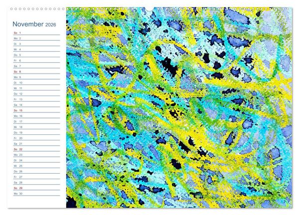 Produktbild: Jadegr&uuml;n und K&ouml;nigsblau - Zauberhafte Aquarellexperimente in Gr&uuml;n und Blau (Wandkalender 2026 DIN A2 quer), CALVENDO Monatskalender