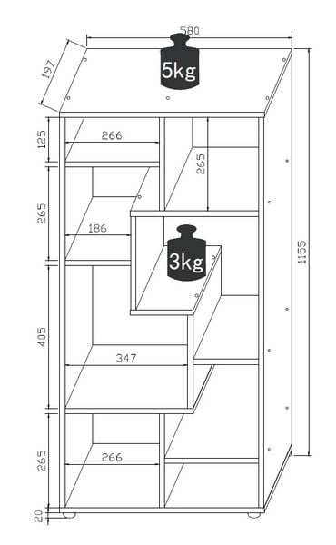 Produktbild: Holz Stand Regal Raumteiler B&uuml;cherregal Lanisa M