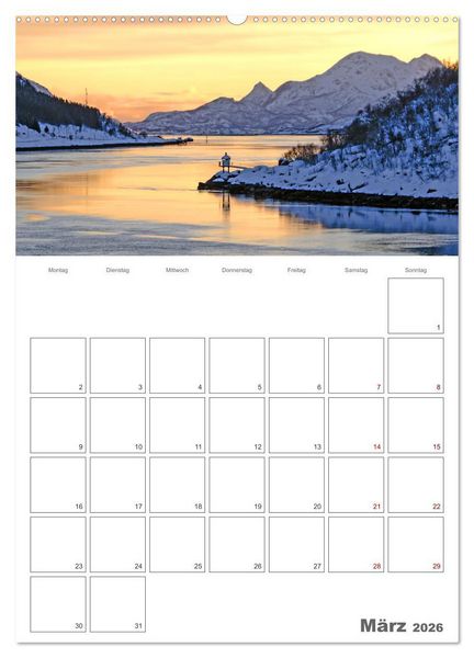Produktbild: Die K&uuml;ste Norwegens - Terminplaner (Wandkalender 2026 DIN A2 hoch), CALVENDO Monatskalender
