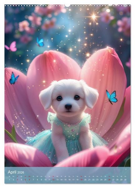 Produktbild: Puppy Tales - M&auml;rchen auf vier Pfoten (hochwertiger Premium Wandkalender 2026 DIN A2 hoch), Kunstdruck in Hochglanz