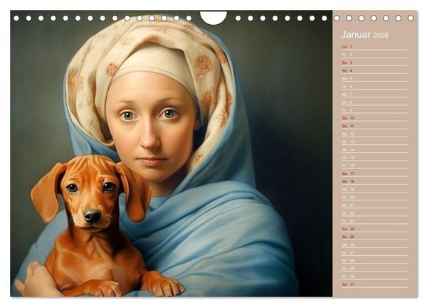 Produktbild: Dame mit Hund (Wandkalender 2026 DIN A4 quer), CALVENDO Monatskalender