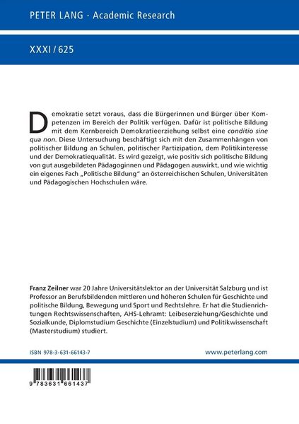 Produktbild: Politische Bildung als Instrument zur Verbesserung der politischen Partizipation, des Politikinteresses und der Demokratiequalitaet