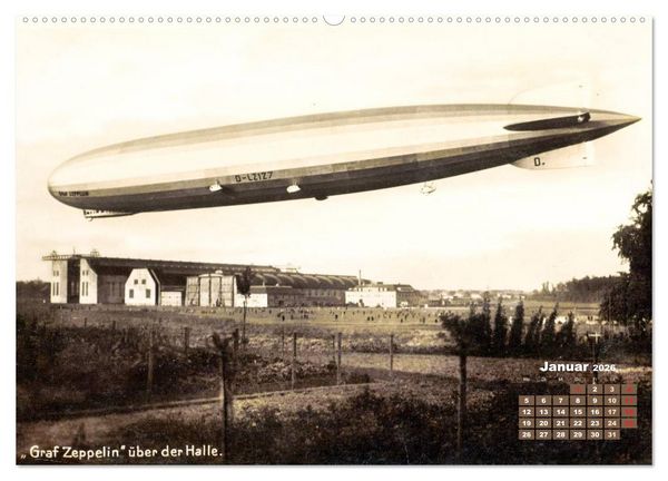 Produktbild: Faszination Luftschiffe &ndash; Zeppeline auf historischen Ansichtskarten (Wandkalender 2026 DIN A2 quer), CALVENDO Monatskalender