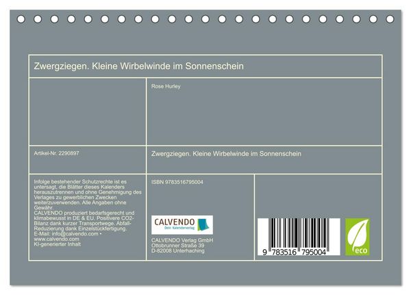 Produktbild: Zwergziegen. Kleine Wirbelwinde im Sonnenschein (Tischkalender 2027 DIN A5 quer), CALVENDO Monatskalender