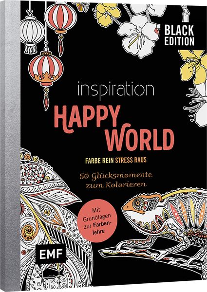 Produktbild: Black Edition: Inspiration Happy World - 50 Gl&uuml;cksmomente zum Kolorieren