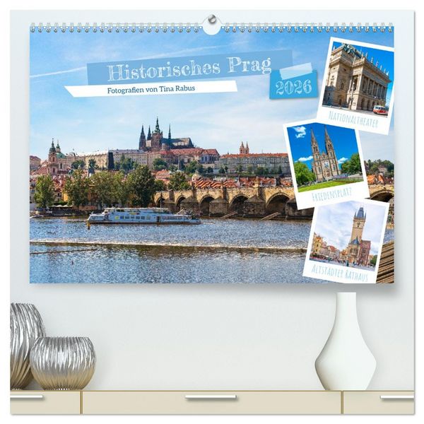 Historisches Prag (hochwertiger Premium Wandkalender 2026 DIN A2 quer), Kunstdruck in Hochglanz