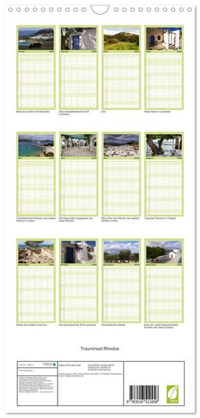 Produktbild: Familienplaner 2026 - Trauminsel Rhodos mit 5 Spalten (Wandkalender, 21 x 45 cm) CALVENDO