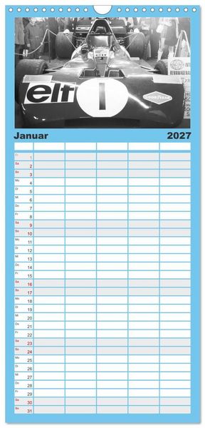 Produktbild: Familienplaner 2027 - Formel, Rennen, Boxengasse 1971-&acute;83 mit 5 Spalten (Wandkalender, 21 x 45 cm) CALVENDO