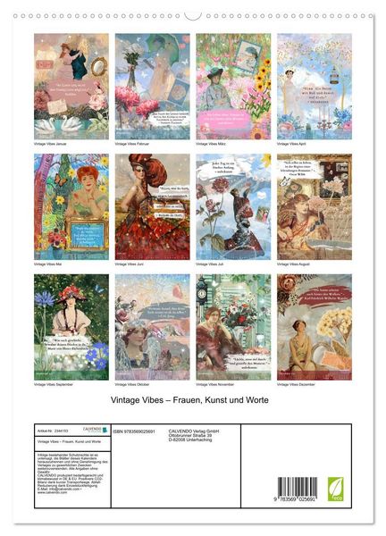 Produktbild: Vintage Vibes &ndash; Frauen, Kunst und Worte (hochwertiger Premium Wandkalender 2027 DIN A2 hoch), Kunstdruck in Hochglanz