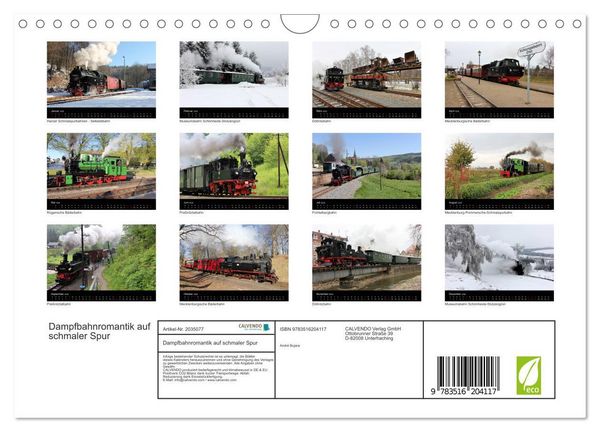Produktbild: Dampfbahnromantik auf schmaler Spur (Wandkalender 2026 DIN A4 quer), CALVENDO Monatskalender