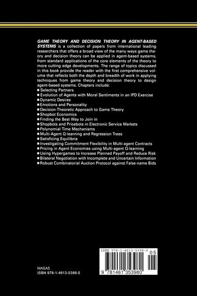 Produktbild: Game Theory and Decision Theory in Agent-Based Systems